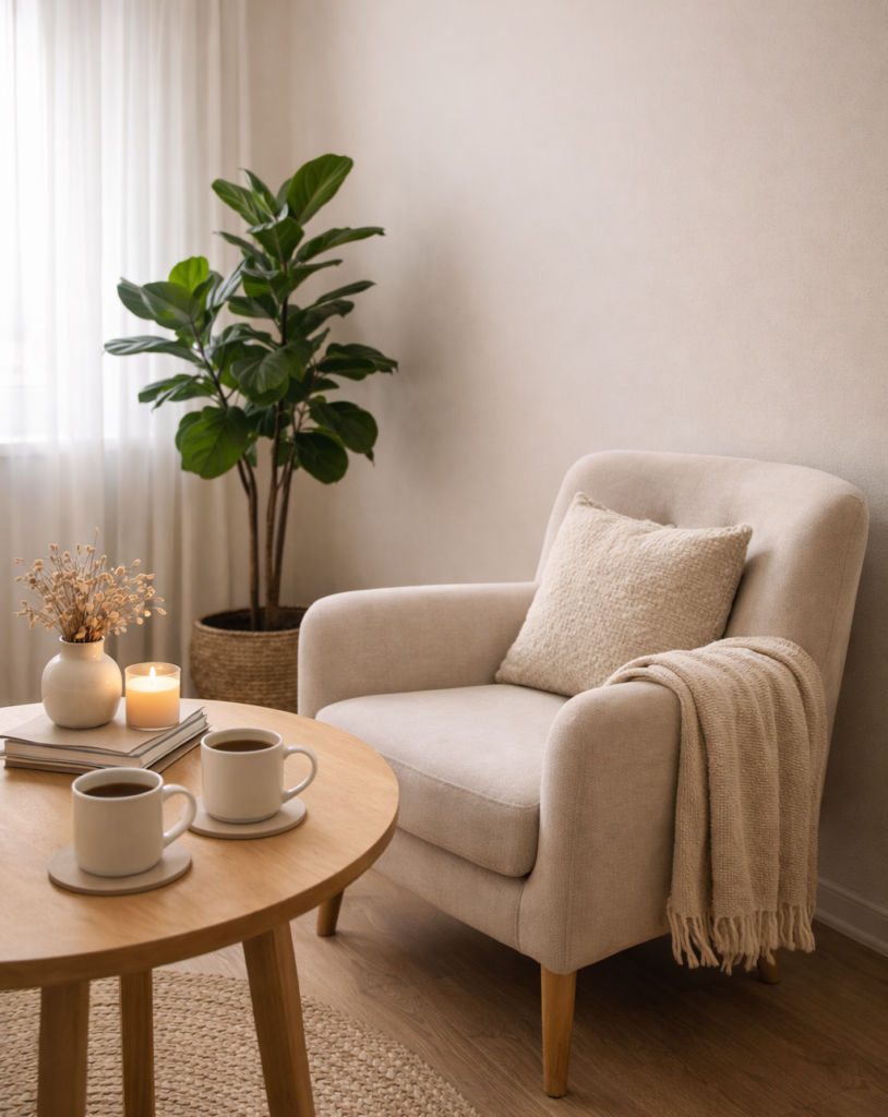 Samtalsrum hos psykolog för stress och utmattning i Göteborg – Cadena Psykolog